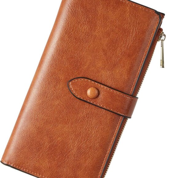 Women’s Leather Wallet RFID Blocking Large Capacity Trifold Cardholder Clutch - Picture 1 of 7